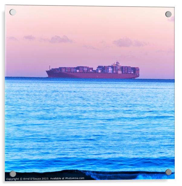 Cargo Ship at Sunrise Acrylic by Errol D'Souza