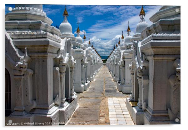 Kuthodaw pagoda in Mandalay Myanmar earlier Burma Acrylic by Wilfried Strang