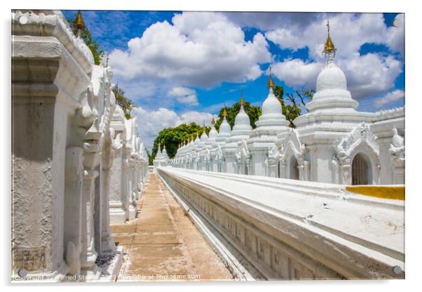 Kuthodaw pagoda in Mandalay Myanmar earlier Burma Acrylic by Wilfried Strang