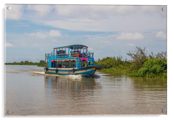 ferry boat at the Tonle Sap Lake in the Siem Reap Province Cambodia Acrylic by Wilfried Strang