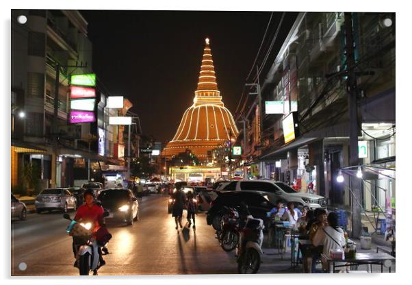 Phra Pathom Chedi Ratchaworamahawihan in Nakhon Pathom Thailand Asia Acrylic by Wilfried Strang