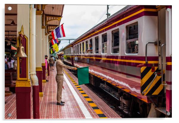 the area of a train platform in Ayutthaya Thailand Southeast Asia Acrylic by Wilfried Strang