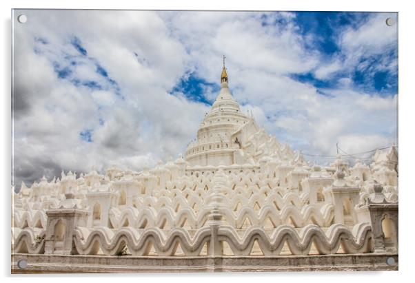 Hsinbyume Pagoda in Mandalay Mingun Myanmar Burma Acrylic by Wilfried Strang