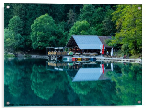 Beautiful scenery, peaceful lake of Lake Fusine Ba Acrylic by Maggie Bajada