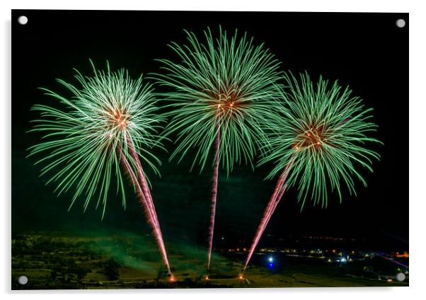 Magical Fireworks Display Acrylic by Maggie Bajada
