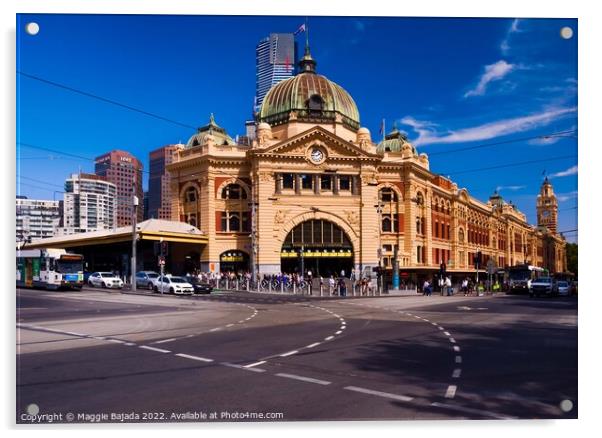Flinders Street railway station, Melbourne Australia Acrylic by Maggie Bajada