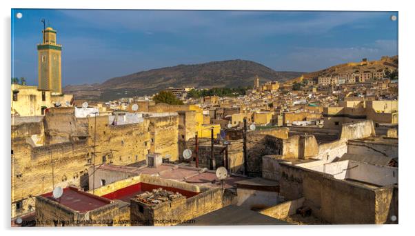 Buildings surrounding of Fez Morocco. Acrylic by Maggie Bajada