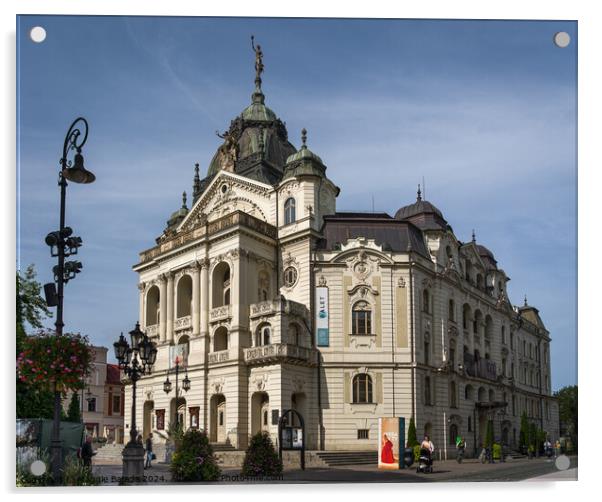 Architecture of Theatre in Kosice, Hungary. Acrylic by Maggie Bajada