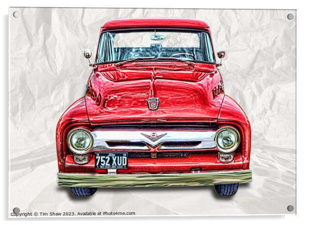 Old red American pickup truck Acrylic by Tim Shaw