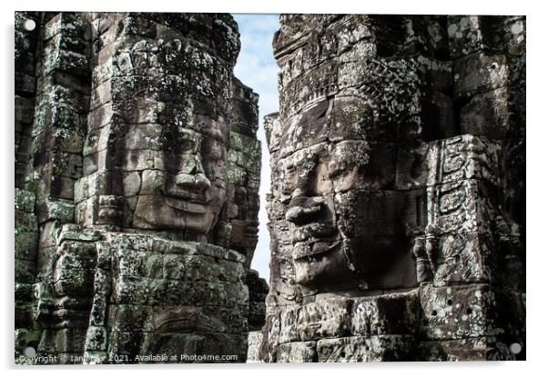 Faces of Angkor Acrylic by Ian Miller