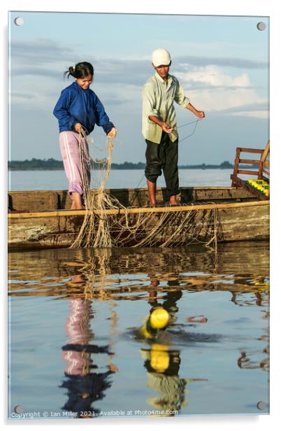 Fishing the Tonle Sap, Cambodia Acrylic by Ian Miller