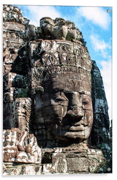 Faces in Stone, Angkor Thom, Cambodia Acrylic by Ian Miller