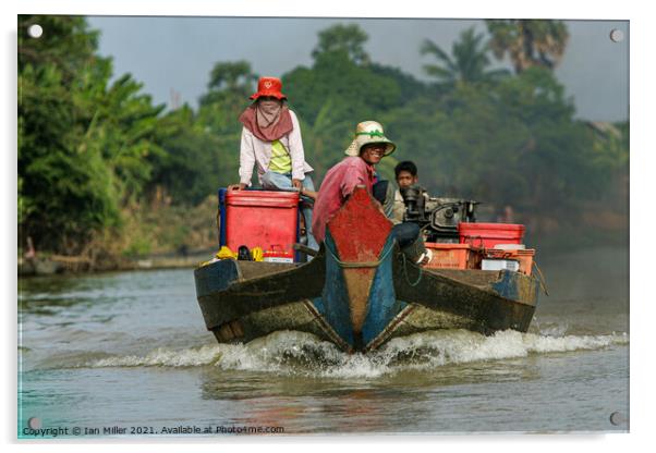Working Boat in Vietnam Acrylic by Ian Miller
