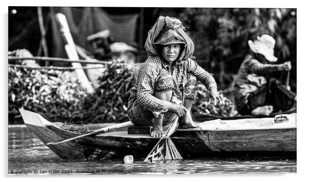 Woman Fishing in Vietnam Acrylic by Ian Miller