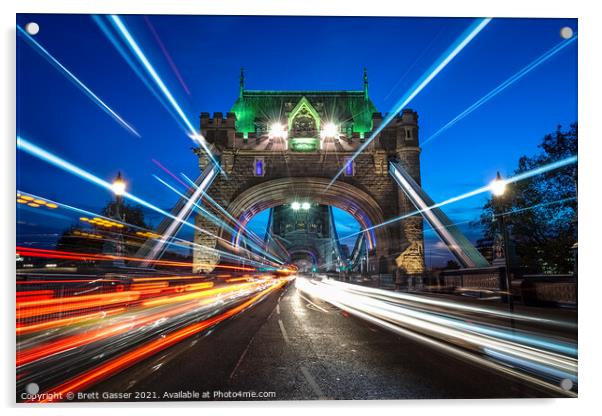 Tower Bridge Light Trails Acrylic by Brett Gasser