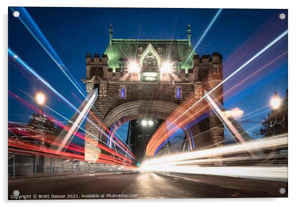 Tower Bridge Light Trails Acrylic by Brett Gasser