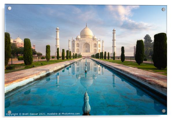 Taj Mahal Reflections Acrylic by Brett Gasser