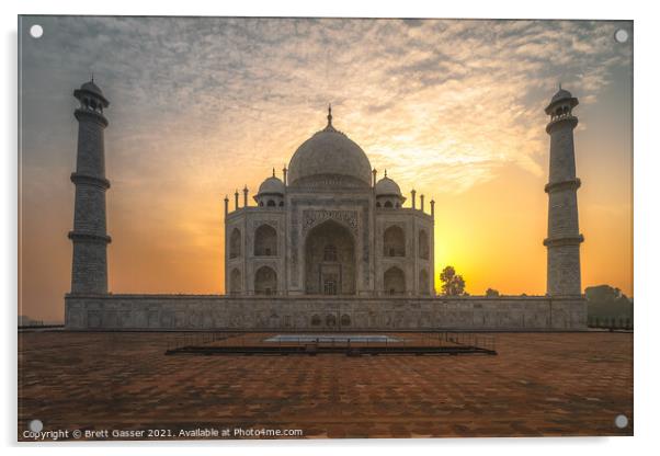 Taj Mahal Sunrise Acrylic by Brett Gasser