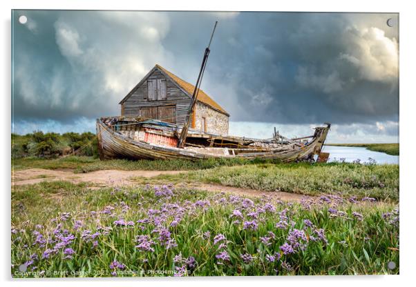 Thornham Coal Shed Wreck Acrylic by Brett Gasser