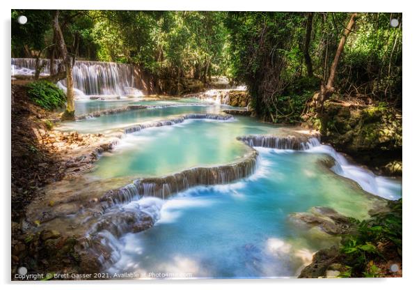 Kuang Si Falls Cascades Acrylic by Brett Gasser