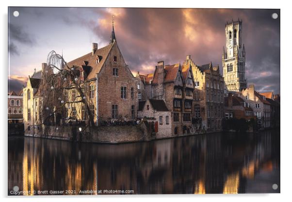Bruges Rozenhoedkaai Acrylic by Brett Gasser