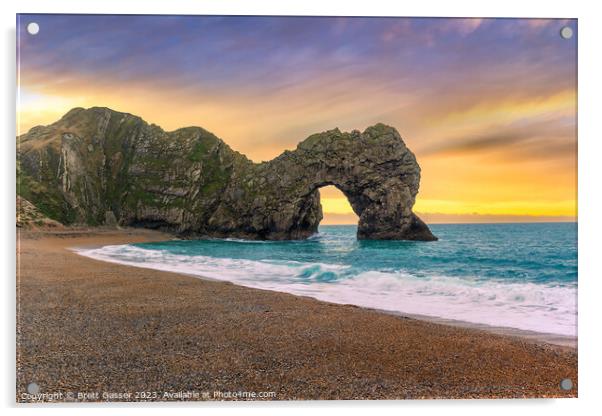 Durdle Door Sunrise Acrylic by Brett Gasser