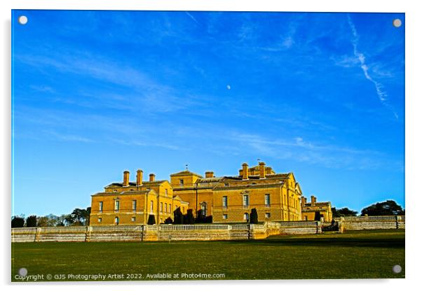Holkham Hall Side View and Moon  Acrylic by GJS Photography Artist