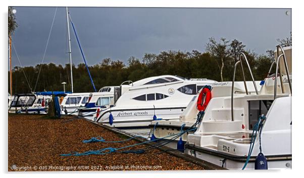 All Moored up ready for the storms Acrylic by GJS Photography Artist