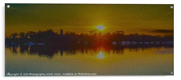 Ranworth Broad Sunset in Oil Acrylic by GJS Photography Artist