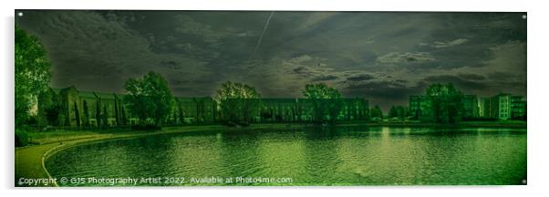 Caldecotte Lake Milton Keynes Panorama Shaddow Light Acrylic by GJS Photography Artist