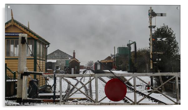 Dereham Station Track Gets Snow Acrylic by GJS Photography Artist