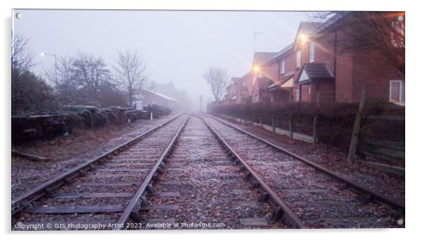 Enchanting Misty Train Tracks Acrylic by GJS Photography Artist