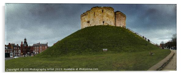 Clifford's Tower York Panorama In Oil Acrylic by GJS Photography Artist