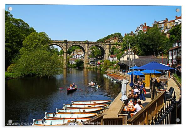 Boat Hire Cafe and the Viaduct Acrylic by GJS Photography Artist