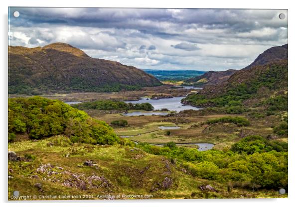 Ladies View to Upper Lake, Kerry, Ireland Acrylic by Christian Lademann