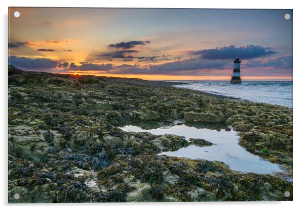 Sunset by the Lighthouse of Penmon Lighthouse (Trw Acrylic by Slawek Zabron