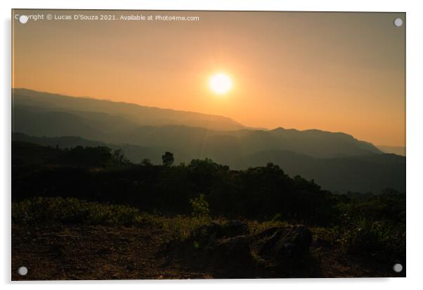 Sunset on the mountains at Madikeri, India Acrylic by Lucas D'Souza