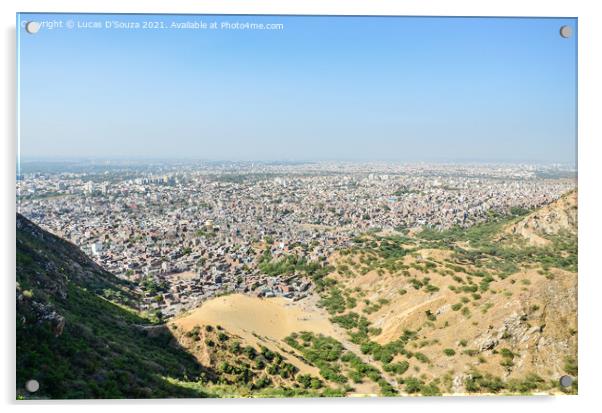 View of Jaipur city from Nahargarh fort in Rajasthan, India Acrylic by Lucas D'Souza