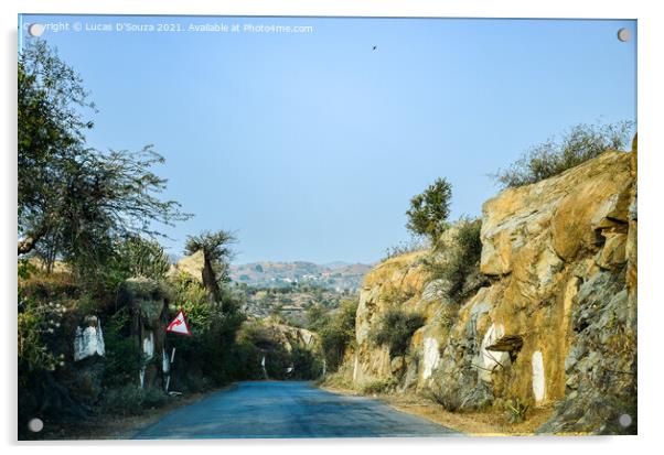 Village road through a rocky terrain Acrylic by Lucas D'Souza