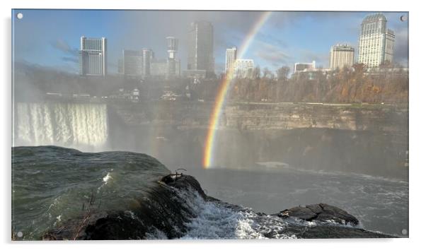 Rainbow at horseshoe falls Acrylic by Daryl Pritchard videos