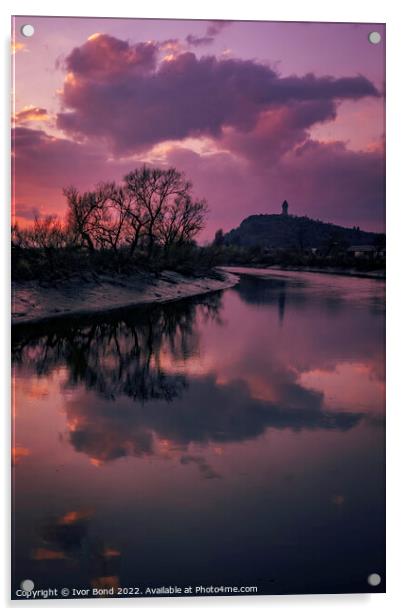 Wallace Monument and River Forth Acrylic by Ivor Bond