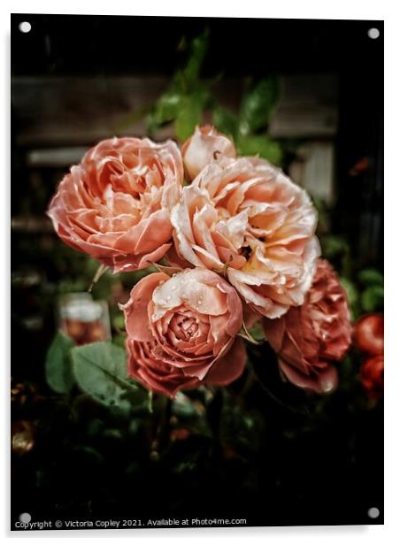 English Tea Roses Acrylic by Victoria Copley