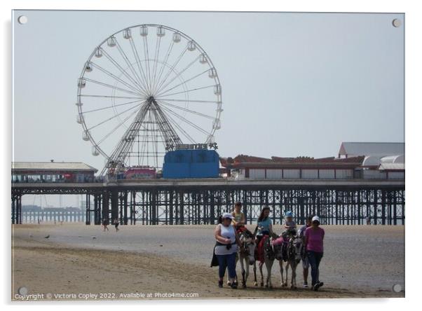 Blackpool beach donkeys Acrylic by Victoria Copley