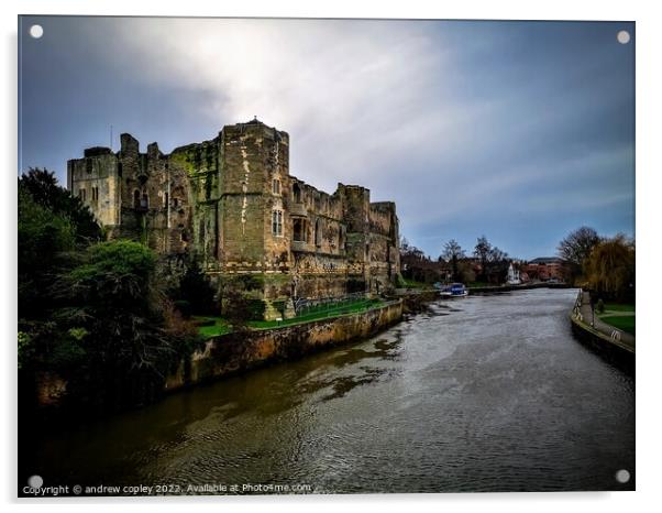 Newark castle - happy new year  Acrylic by andrew copley