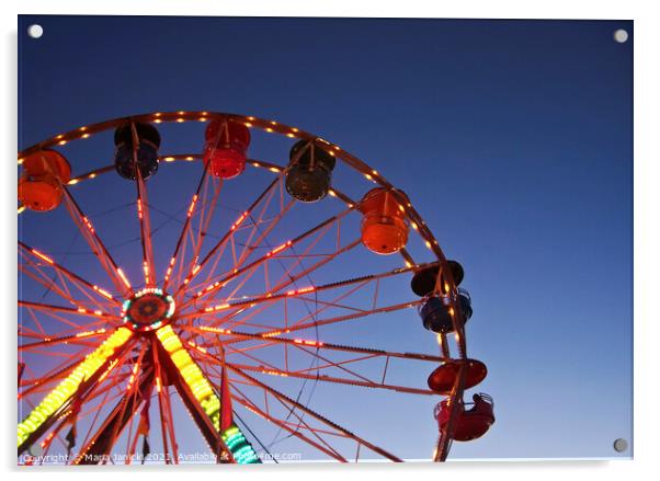 Ferris Wheel at Blue Hour Acrylic by Maria Janicki