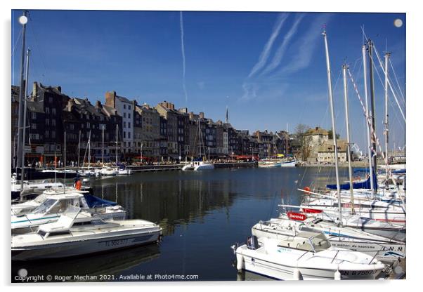 Charming Honfleur Harbour Acrylic by Roger Mechan