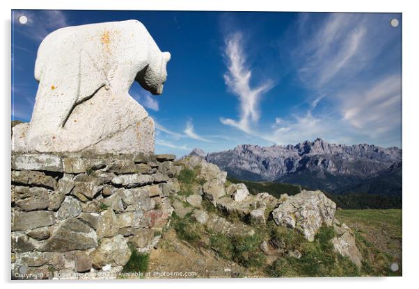 White Stone Bear Stands Watch Acrylic by Roger Mechan