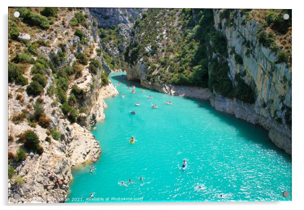 Turquoise Adventure in Verdon Gorge Acrylic by Roger Mechan