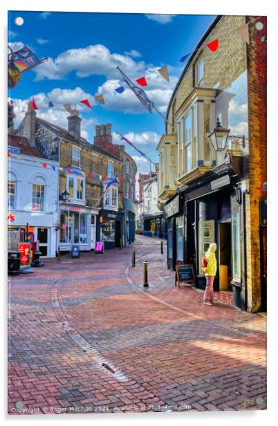 Charming Cowes Streetscape Acrylic by Roger Mechan