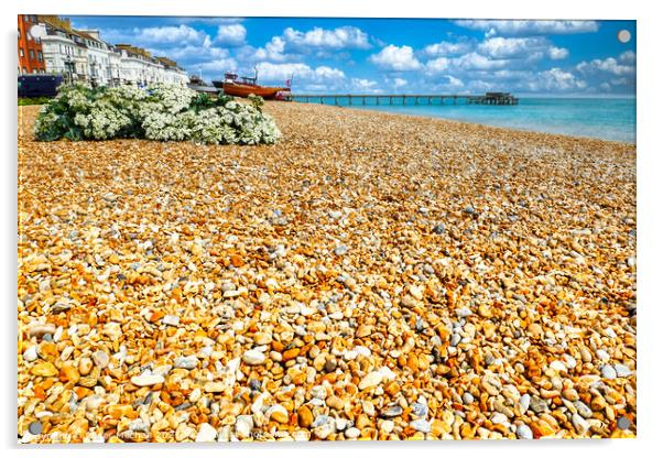 Golden Shingle Beach at Deal Kent Acrylic by Roger Mechan